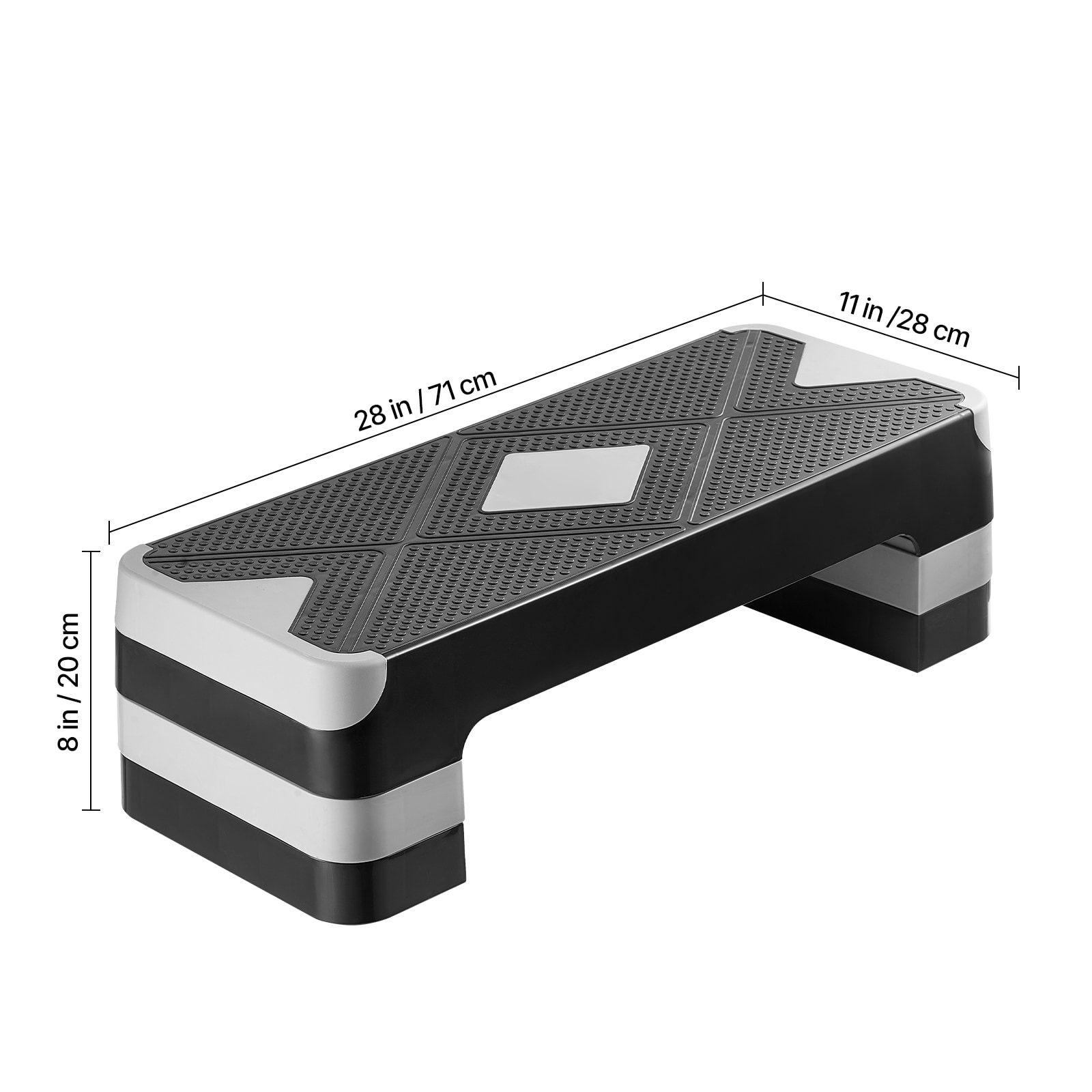 Aerobic Exercise Step Platform Height Adjustable Workout Stepper 4 Riser Gray_voghion.com